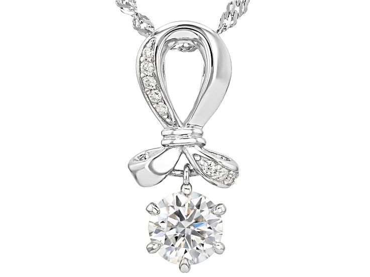 Moissanite Platineve Ribbon Pendant 1.08ctw DEW