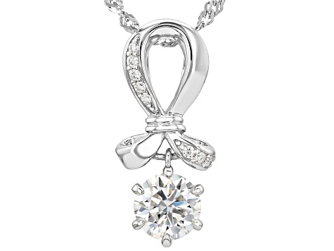 Moissanite Platineve Ribbon Pendant 1.08ctw DEW