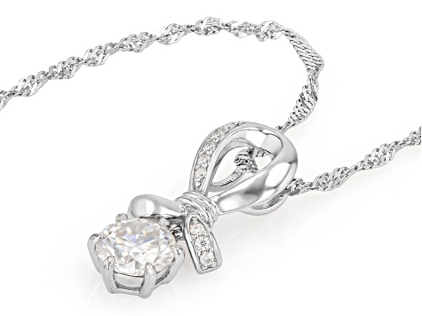 Moissanite Platineve Ribbon Pendant 1.08ctw DEW