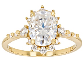 Moissanite 14k Yellow Gold Over Silver Ring 2.40ctw DEW.