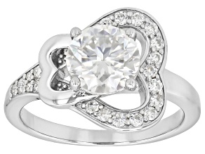 Moissanite Platineve Heart Design Ring 1.87ctw DEW.