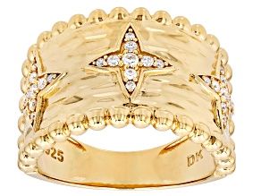 Moissanite 14k Yellow Gold Over Silver Ring 0.30ctw DEW.
