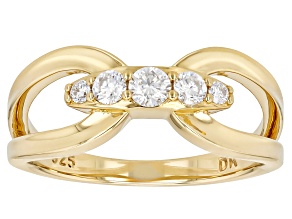 Moissanite Open Design 14k Yellow Gold Over Silver Ring 0.26ctw DEW.