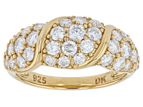 Moissanite 14k Yellow Gold Over Silver Cluster Ring 1.79ctw DEW.