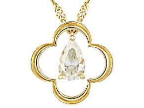 Moissanite 14k Yellow Gold Over Silver Clover Pendant with Chain 0.95ct DEW