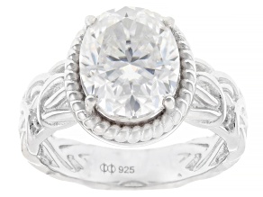 Moissanite Platineve Solitaire Ring 4.20ct DEW