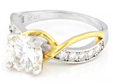 Moissanite Platineve And 14k Yellow Gold Over Sterling Silver Engagement Ring 2.20ctw DEW