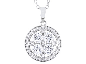 Moissanite Platineve Halo Pendant 1.31ctw DEW