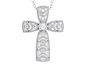 Moissanite Platineve Cross Pendant 0.41ctw DEW