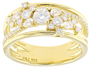 Moissanite 14k Yellow Gold Over Silver Scatter Design Ring 1.01ctw DEW