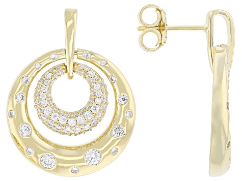 Moissanite 14k Yellow Gold Over Sterling Silver Doorknocker Earrings 1.70ctw DEW.