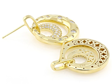 Moissanite 14k Yellow Gold Over Sterling Silver Doorknocker Earrings 1.70ctw DEW.