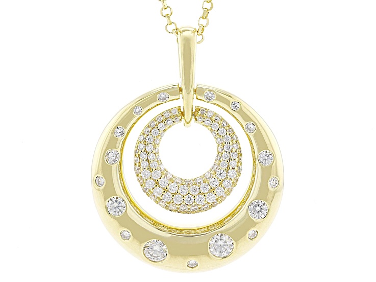 Moissanite 14k Yellow Gold Over Sterling Silver Doorknocker Pendant 1.49ctw DEW.