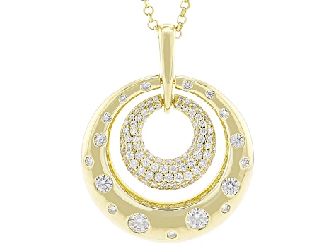 Moissanite 14k Yellow Gold Over Sterling Silver Doorknocker Pendant 1.49ctw DEW.