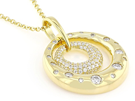 Moissanite 14k Yellow Gold Over Sterling Silver Doorknocker Pendant 1.49ctw DEW.