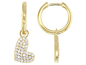 Moissanite 14k Yellow Gold Over Silver Heart Earrings 0.82ctw DEW.