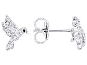 Moissanite And Black Spinel Platineve Humming Bird Earrings 0.33ctw DEW.