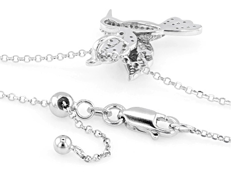 d*3様 jewelry Moissanite And Black Spinel Platineve Humming Bird Pendant 0.71ctw