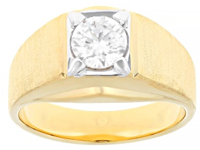 Moissanite 14k Yellow Gold Over Silver Mens Ring 1.00ct DEW