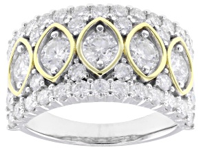 Moissanite Platineve And 14k Yellow Gold Over  Silver Ring 2.09ctw DEW