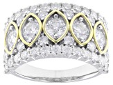 Moissanite Platineve And 14k Yellow Gold Over  Silver Ring 2.09ctw DEW