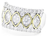 Moissanite Platineve And 14k Yellow Gold Over  Silver Ring 2.09ctw DEW