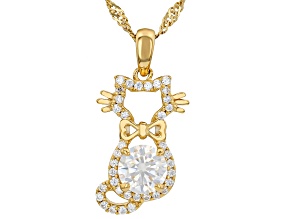 Moissanite 14k Yellow Gold Over Silver Cat Pendant  1.16ctw DEW