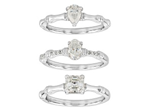 Moissanite Platineve Set Of Three Rings 1.60ctw DEW