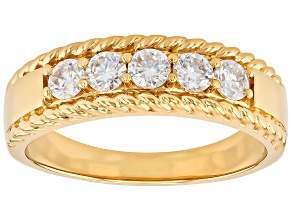 Moissanite 14k Yellow Gold Over Silver Band Ring 0.50ctw DEW