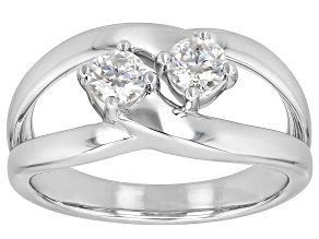 Moissanite Platineve Bypass Ring 0.46ctw DEW