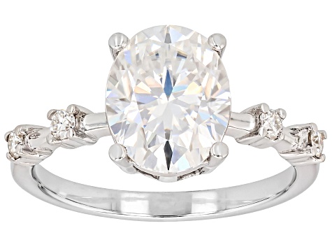 Moissanite Platineve Engagement Ring 3.12ctw DEW