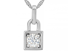 Moissanite Platineve Padlock Pendant And Singapore Chain 0.80ct DEW