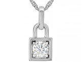 Moissanite Platineve Padlock Pendant And Singapore Chain 0.80ct DEW