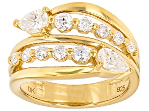 Moissanite 14K Yellow Gold Over Silver Bypass Ring 1.42ctw DEW