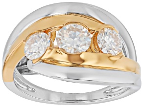 Moissanite Platineve and 14K Yellow Gold Over Silver Ring 1.16ctw DEW