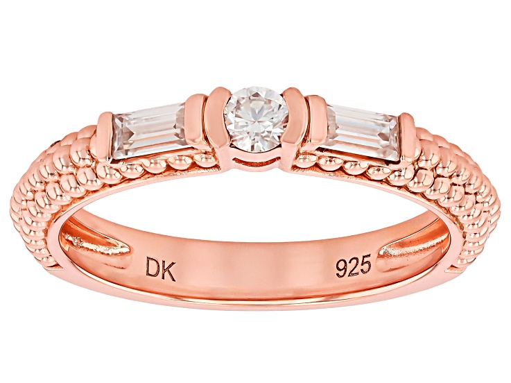 Moissanite 14K Rose Gold Over Silver Band Ring 0.28ctw DEW
