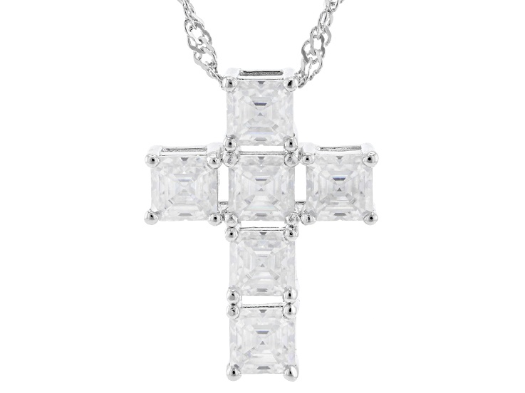 Moissanite Platineve Cross Pendant 2.22ctw DEW