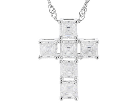 Moissanite Platineve Cross Pendant 2.22ctw DEW
