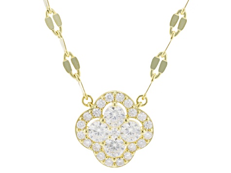 Moissanite 14k yellow Gold Over Silver Clover Necklace 1.06ctw DEW