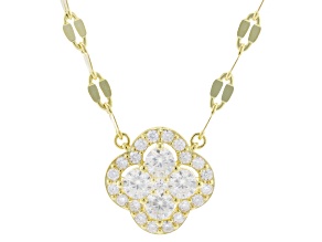 Moissanite 14k yellow Gold Over Silver Clover Necklace 1.06ctw DEW