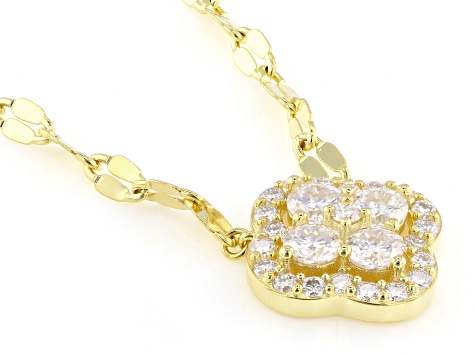 Moissanite 14k yellow Gold Over Silver Clover Necklace 1.06ctw DEW