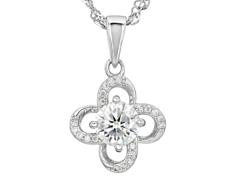 Moissanite Platineve Clover Pendant with Chain 1.40ctw DEW