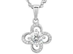 Moissanite Platineve Clover Pendant with Chain 1.40ctw DEW