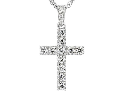 Moissanite Platineve Cross Pendant with Chain 1.17ctw DEW - JMF367