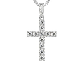 Moissanite Platineve Cross Pendant with Chain 1.17ctw DEW