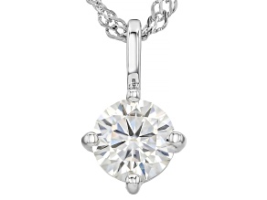 Moissanite Platineve Solitaire Pendant with Chain 0.80ct DEW