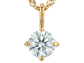 Moissanite 14K Yellow Gold Over Silver Solitaire Pendant with Chain 0.80ct DEW