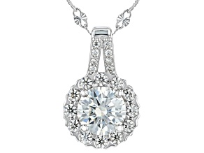 Moissanite Platineve Halo Pendant with Chain 1.16ctw DEW