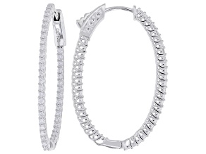 Moissanite Platineve Inside Out Oval Hoop Earrings 1.68ctw DEW