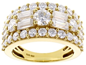Moissanite 14k Yellow Gold Over Silver Multirow Ring 3.64ctw DEW